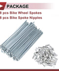 48 Piece Set Of 10G Bicycle Spokes 125mm Silver Tone Galvanized Carbon Steel Wheel Spokes For Bike Rims Durable Replacements
