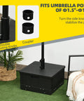 2 In 1 Outdoor Umbrella Base Planter Box With Drain Hole Heavy Duty Fillable Stand Table On Wheels for Deck Poolside