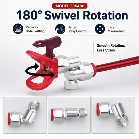 3 Pack Airless Spray Gun Swivel Joint 7/8 Inch Thread for Airless Sprayers, 180 Degree Swivel Adapter, Replacement 235486 Compatible With Graco Titan Wagner And More. 180° swivel joint