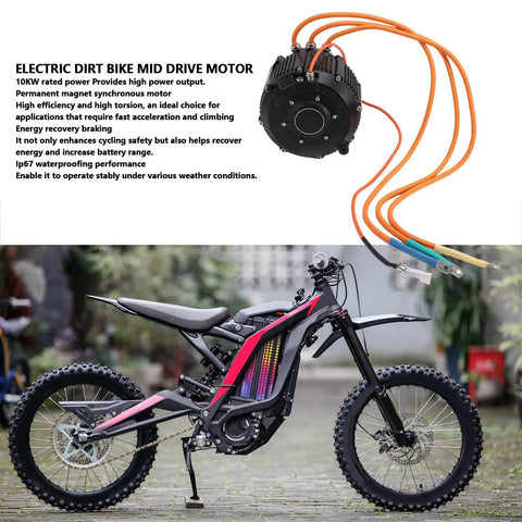 Beast 10KW Mid Drive Electric Bike Motor PMSM With Hall Sensor IP67 shown on off-road electric motorcycle