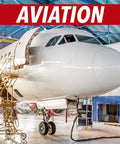 Front view of a commercial airplane in a hangar undergoing maintenance, surrounded by equipment and scaffolding.