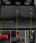 Rear view of PU Leather Bling Diamond Car Seat Covers Full Set Waterproof Durable With Rear Zipper Universal Fit for women.
