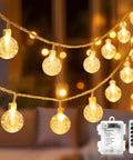 Globe String Lights 60 LED Battery Operated With Remote 26ft Waterproof glowing indoors over sofa