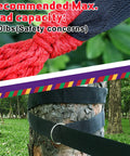 Close-up of red rope and sturdy strap securing Two Piece Cotton Canvas Hammock Set For Outdoors Easy Setup With Carry Bag.