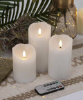 Flameless Candles With Remote Set Of 3 Battery Operated Wax LED Flickering Pillar Candles White With Timer For Home Decor And Christmas Party Vibe For Any Occasion