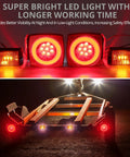 Submersible LED Trailer Light Kit With 26 Foot Wiring Harness And 2 Side Marker Lights Reflective Stickers lit on trailer