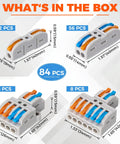 84 Piece Lever Wire Connector Kit For Quick Connects Reusable Compact Splicing For 28 12 AWG Wiring With Easy Toggle Levers layout