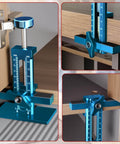 3 in 1 Cabinet Door Mounting Jig With Adjustable Clamp And Quick Hole Opener Aluminum Alloy Positioner in blue
