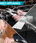 7 Inch Locking Pliers With Curved Jaw And Wire Cutter, Premium Cr-V Steel in various applications, including clamping and twisting.