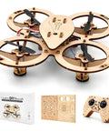 Wooden RC Drone Kit With Snap Together Design No Glue Needed Beginner Friendly Remote Control Quadrotor Flying Toy Buildable