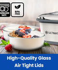 Two Pack 1 Quart Glass Yogurt Containers With Lids For Easy Meal Prep BPA Free Oven Safe Durable Round Storage Bowls Perfect For Storing Yogurt Probiotics And Making More Yogurt Per Batch with berries and oats