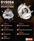 Specifications for 2Pcs 515054 Front Wheel Bearing Hub Assembly 2WD Only 6 Lug With ABS For Chevy Silverado 1500