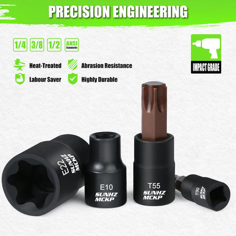 Beefy 60 Piece Master Torx Socket Set With External Torx Sockets And Bit Sockets In S2 Alloy Steel For Auto Repair Pro Grade
