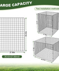 Large capacity Outdoor Compost Bin With Square Mesh Panels, Garden Wire Construction, dimensions shown, two installation methods.