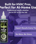 Severe Clog Relief AC Drain Line Cleaner 5X Concentrate With Enzyme Technology next to HVAC unit, used by technician