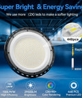 10 Pack 200W UFO LED High Bay Lights With 29500 Lumens 5000K Daylight Waterproof Shop Lights ETL Listed 5 Ft Cable With Plug