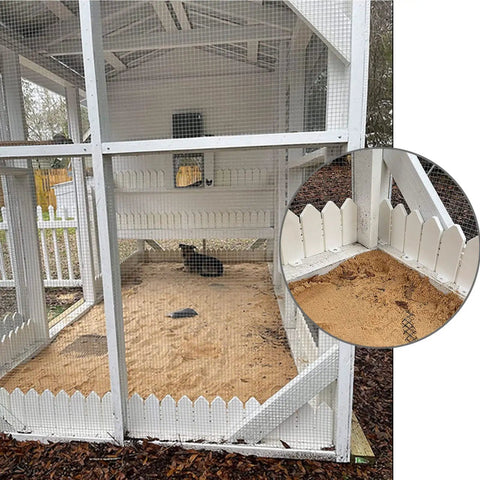 Landscape Edging Kit With 6.7 Inch Tall Wood Look Border For Flower Beds And Gardens, Double Sided White Fence Edge in use
