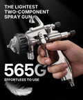 Straight Up Precision Two Component Hvlp Spray Gun One To One Mixing For Lab And Diy Work Compatible With Pressurized Paint Cans, stainless steel, 565g weight