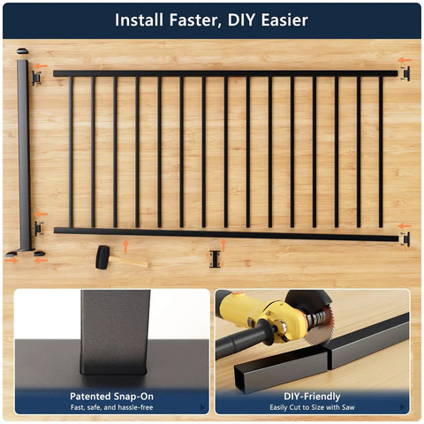 2x2x39 Inch Modular Aluminum Deck Post Weather Ready Built Tough With 6063 Aluminum And AAMA 2604 Textured Black Finish Universal Porch Post For 36 Inch Stair Railing Kit Decks Porches And Balconies Post Only shown with DIY install instructions on wooden surface