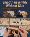 3D Wooden Puzzle Kit for Adults With 113 Pieces, Intricate Model Building Set for Grownups, Brain Boosting DIY Challenge, Great Gift Idea for Holidays, Stress Relief and Pure Fun, laser-cut wooden mini gun