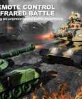 Two Pack Remote Control Battle Tanks One Twenty Four Scale With Lights Realistic Sounds Life Indicators Dual Controllers in action