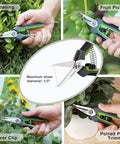 Two Pack Garden Pruning Shears With Sheath 6.5 Inch Small Hand Pruners Snips Clippers Spring Loaded Comfort Grip in use