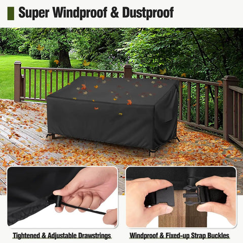 All Weather Outdoor Three Seater Couch Cover Waterproof Heavy Duty Polyester With Double Stitched Seams on patio
