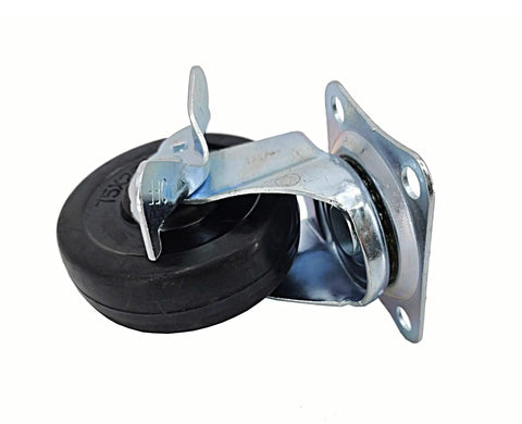 Heavy-Duty 3-Inch Polyurethane Caster Wheels, 110 Lbs Per Wheel with metal mounting plate and locking brake.