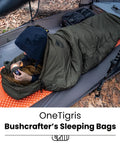Camper in tent using 3-Season Mummy Sleeping Bag For Camping, Hiking, And Backpacking With Water-Repellent Shell laid on orange mat