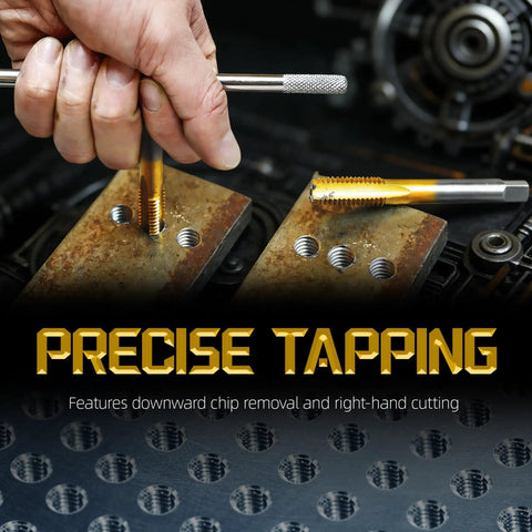M6 X 1.0 Tap And 5.0mm Drill Bit Set With M2 HSS Drill And Tap Kit For Stainless Steel And Metal in use on metal surface