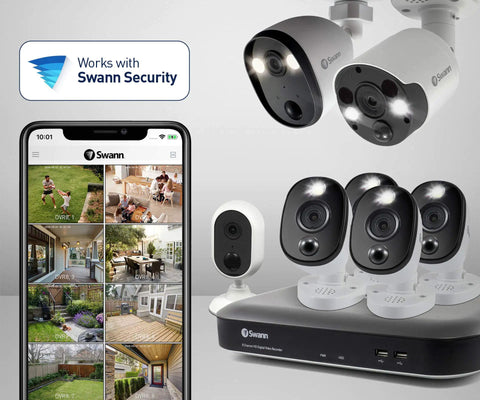1080p Full HD Indoor Outdoor WiFi Security Camera With Spotlight No Hub Needed, app interface and camera setup shown