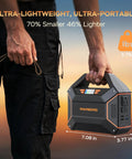 Person holding 155Wh Solar Generator Kit With 30W Panel Included Portable Power Station, highlighting size and weight.