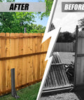 Heavy Duty Fence Post Repair Kit For Wood Posts With Ground Stakes And Post Anchors Before and After Installation