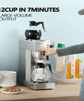 12 Cup Commercial Coffee Maker With Water Line Auto Fill, Stainless Steel Body, Dual Glass Carafes And Two Warmers