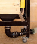Big Gulp Dust Hood For Woodworking Dust Collection With 13 X 16 Inch Opening Plastic Dust Hood Attachment beneath a workbench