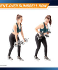 Person demonstrating bent-over row with Standard Size Curl Bar And Dumbbell Handle Set with 1 inch plates, home gym use.