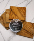 Food Grade Beeswax Wood Polish For Cutting Boards And Butcher Blocks with wood wax containers and wooden cutting boards.