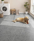 Gray Marble Look Peel And Stick Floor Tiles Self Adhesive Vinyl for a bathroom or bedroom renovation, 12x12 inch, pet-friendly