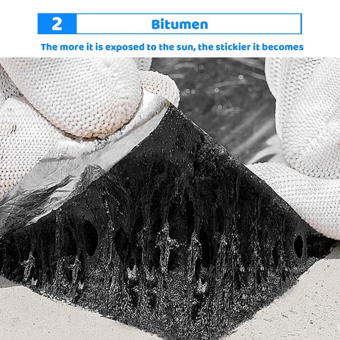 Top Tier Heavy Duty Asphalt Roofing Tape With Aluminum Foil To Seal Leaks And Patch Cracks On Gutters Or Shingles Straight Up Waterproof Flashing Underlayment Roll That Really Gets The Job Done Fast shown being applied with gloves.