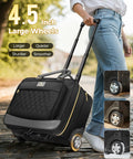 MATEIN rolling laptop bag with large wheels, black quilted front, airline-approved underseat carry-on