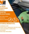 Industrial Cut Resistant Gloves With Microfoam Nitrile Palm ANSI A6 18G Ultra Light Liner Touchscreen Compatible Hi Vis Neon Green X Large 12 Pair Pack For Wet Dry And Oily Grips On Heavy Duty Jobs used in metal fabrication with puncture protection features.