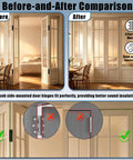 Before-and-after comparison of Heavy Duty Hidden Door Hinges With Mold Pack Of Two, showing improved sound insulation and design.