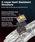 Illustration of 60cm Aluminum Foil Welding Gloves With Insulated Felt, showing heat-resistant layers for 1000°C protection.