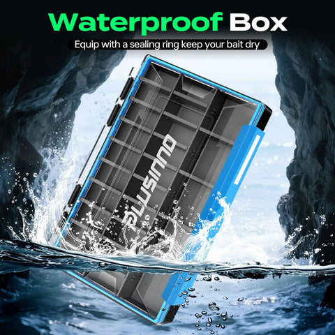 Waterproof Fishing Tackle Box Organizer With 21 Adjustable And Removable Dividers in rocky seascape