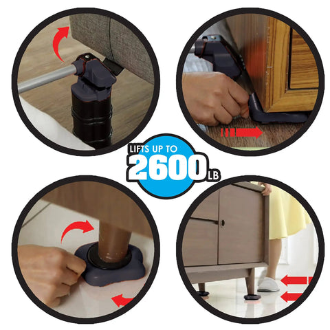 Heavy Duty Furniture Lifter With 4 Sliders For Easy Moving Of Heavy Furniture And Appliances Adjustable Height 660 Lbs