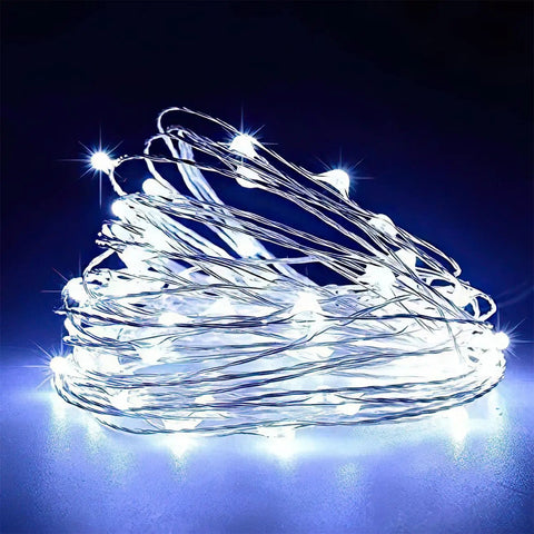 Two Pack 33 Ft 100 LED Battery Operated Fairy String Lights With Remote Waterproof Outdoor Twinkle Lights 8 Modes Firefly Effect