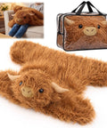 Weighted Highland Cow Lap Pad For Relaxation And Chill, 5lb Sensory Plush Blanket For Naps with 3D cow design.