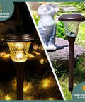 8 Pack Solar Pathway Lights Outdoor Warm White 3500K Waterproof LED Path Lights for Yard Patio Garden Walkway with Sunflower Pattern