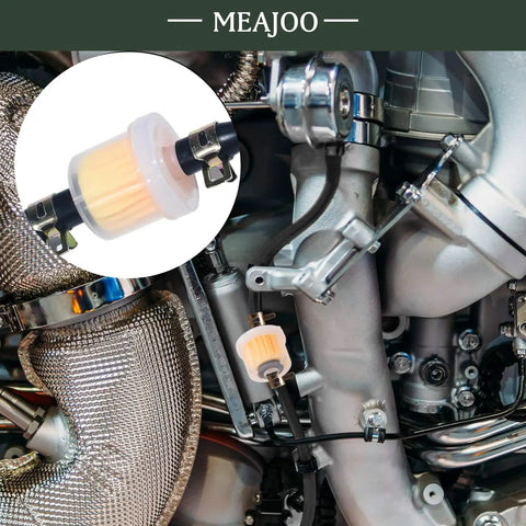 Set Of 6 One Quarter Inch Gas Inline Fuel Filters With Magnets, Universal Fit shown attached to engine system