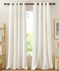 Natural Linen Light Filtering Curtains For Living Room To Add A Cozy Vibe, Flax Linen Blended Fabric, Semi Sheer Privacy Drapes hung by window
